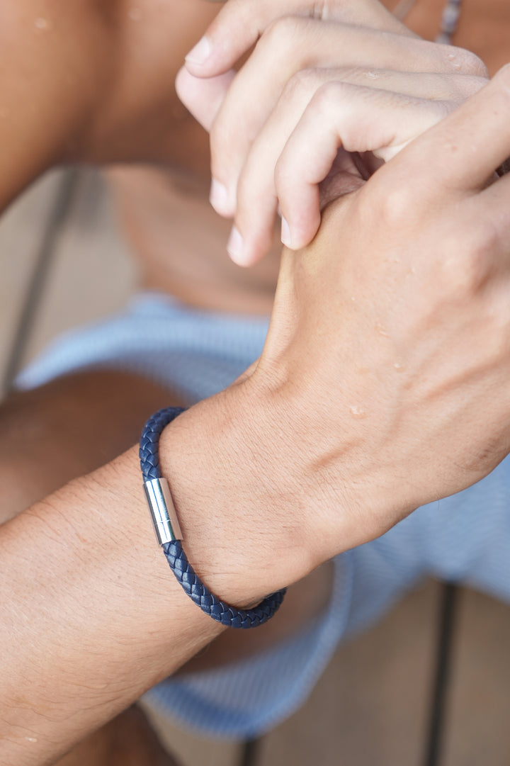 Men's Leather Single Plaited Wrap Bracelet
