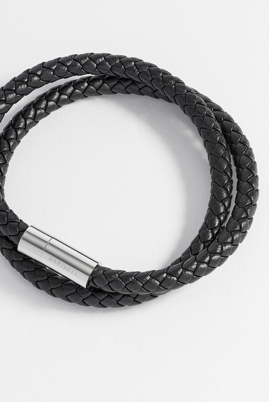 Mens Leather Double Plaited Wrap Bracelet