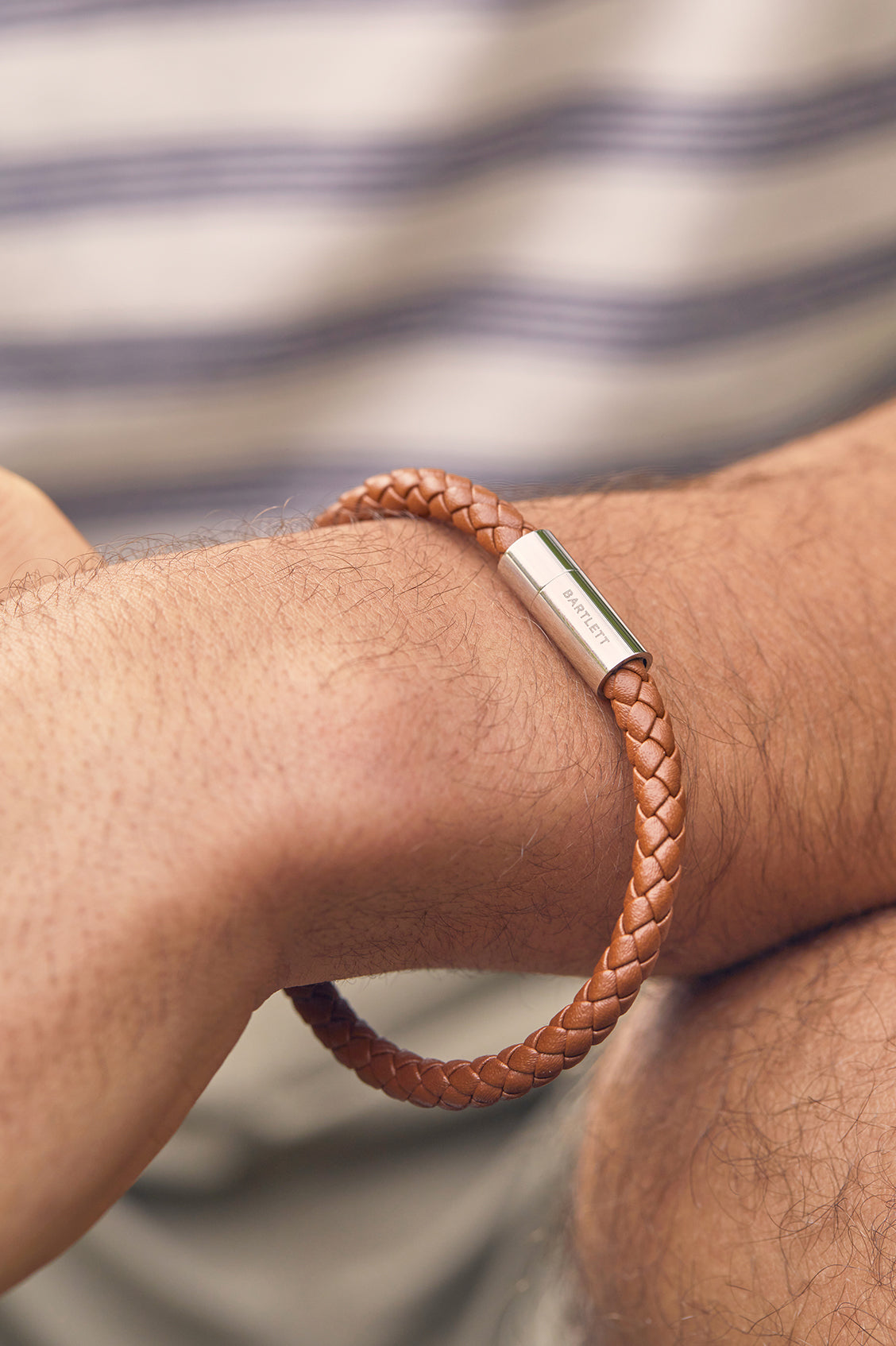 Mens Leather Single Plaited Bracelet