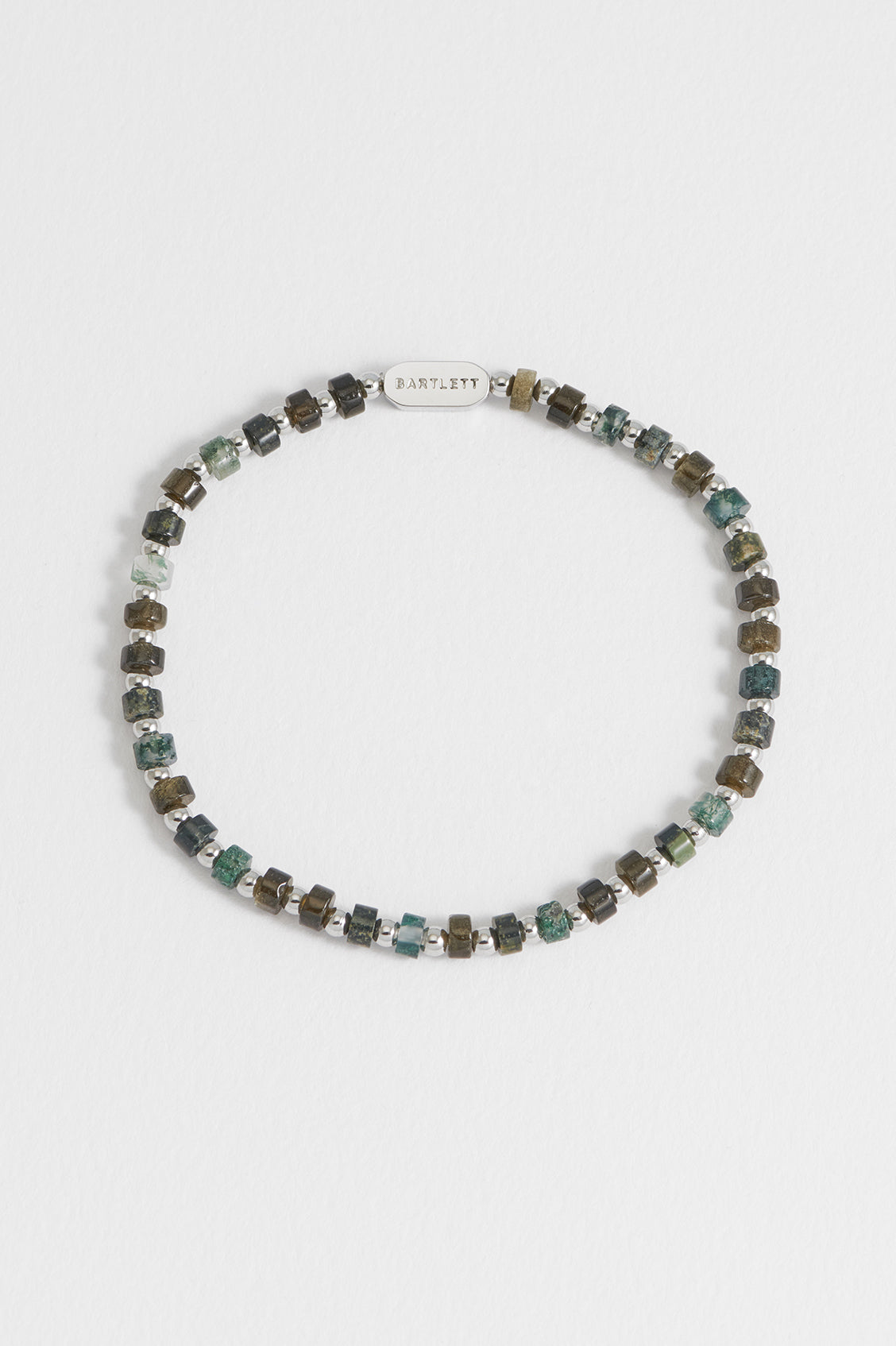 Men's Mixed Green Gemstone Rondelle Bracelet