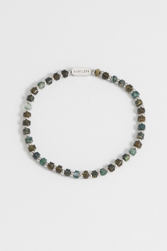Men's Mixed Green Gemstone Rondelle Bracelet