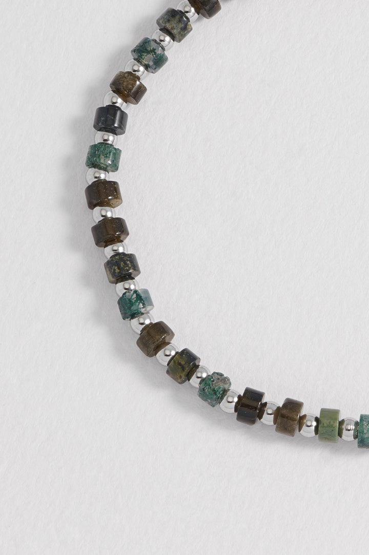 Men's Mixed Green Gemstone Rondelle Bracelet