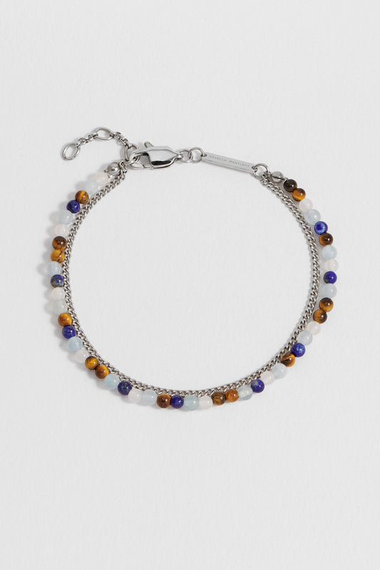 Men's Mixed Gemstone and Chain Duo Bracelet