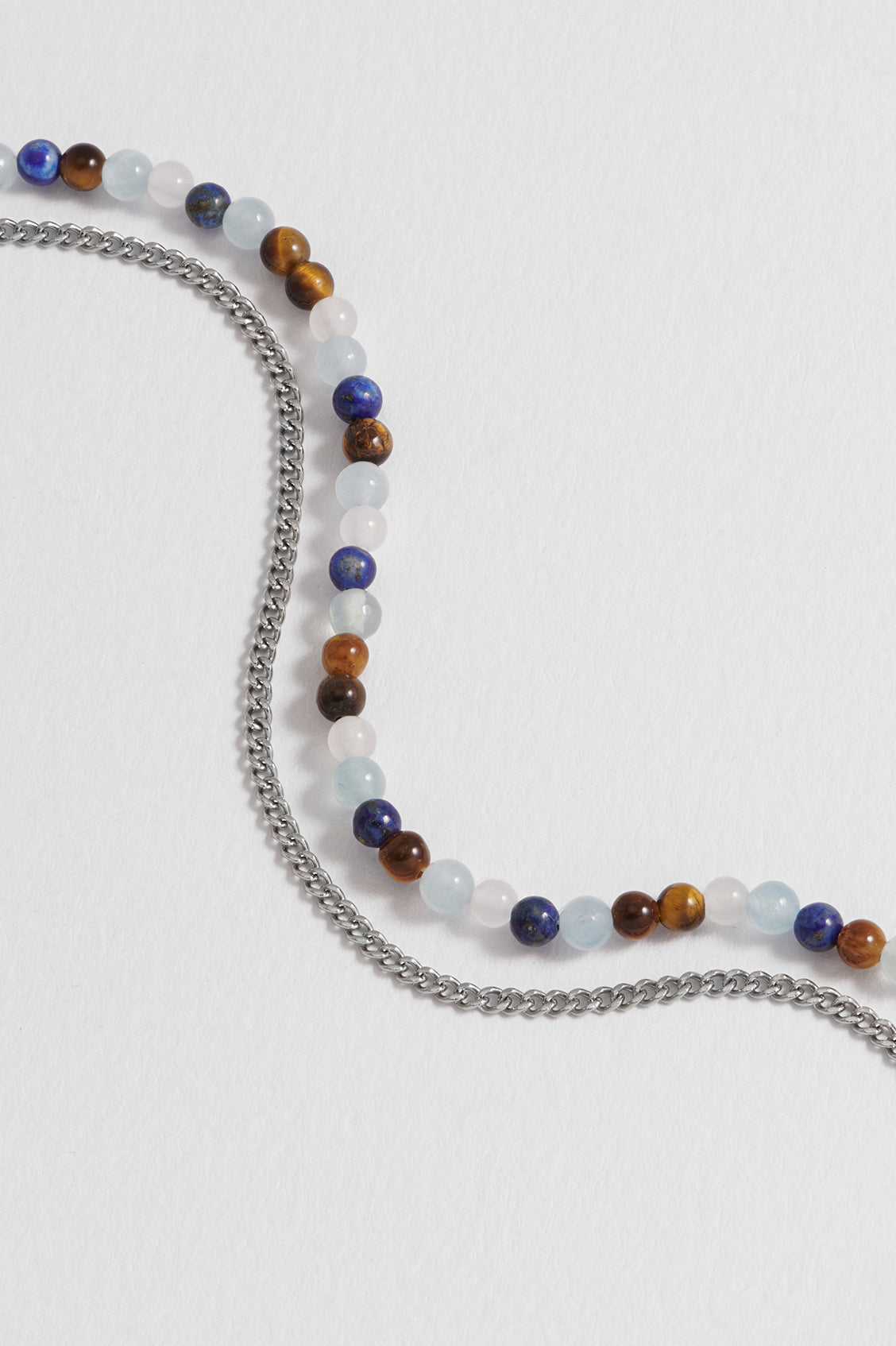 Men's Mixed Gemstone and Chain Duo Bracelet