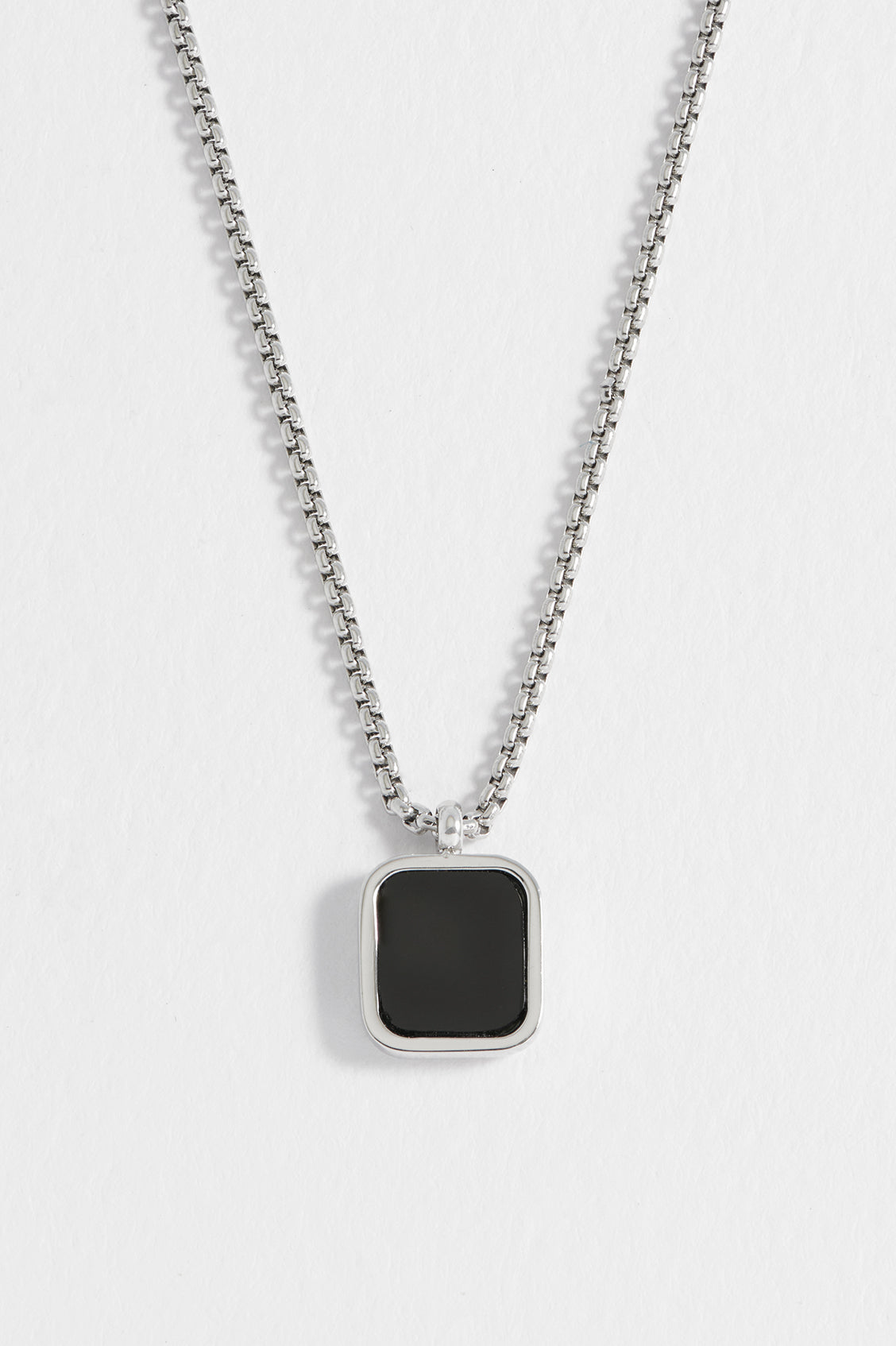 Mens Square Gemstone Pendant Necklace