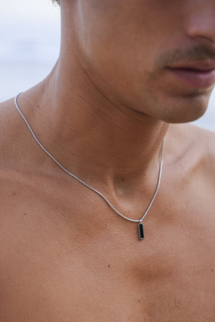 Men's Gemstone Tag Pendant Necklace