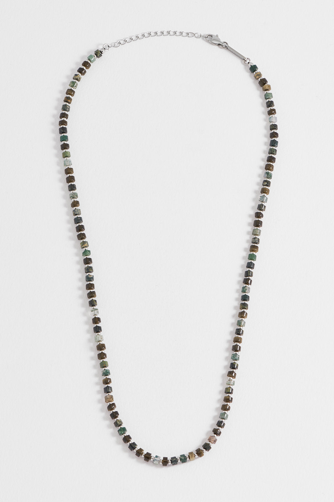 Men's Mixed Green Gemstone Rondelle Necklace