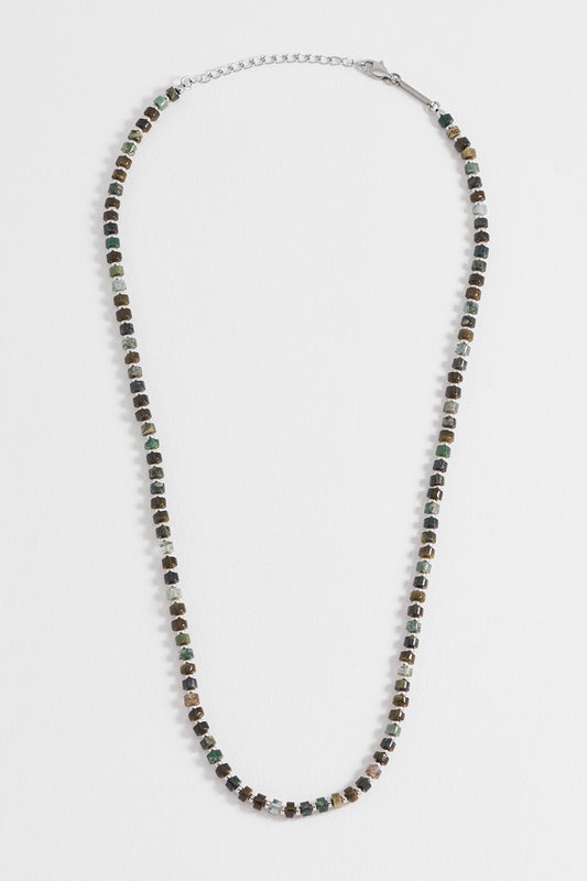 Men's Mixed Green Gemstone Rondelle Necklace