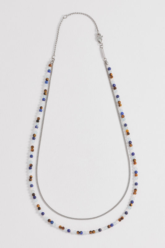 Mixed Gemstone and Chain Duo Necklace
