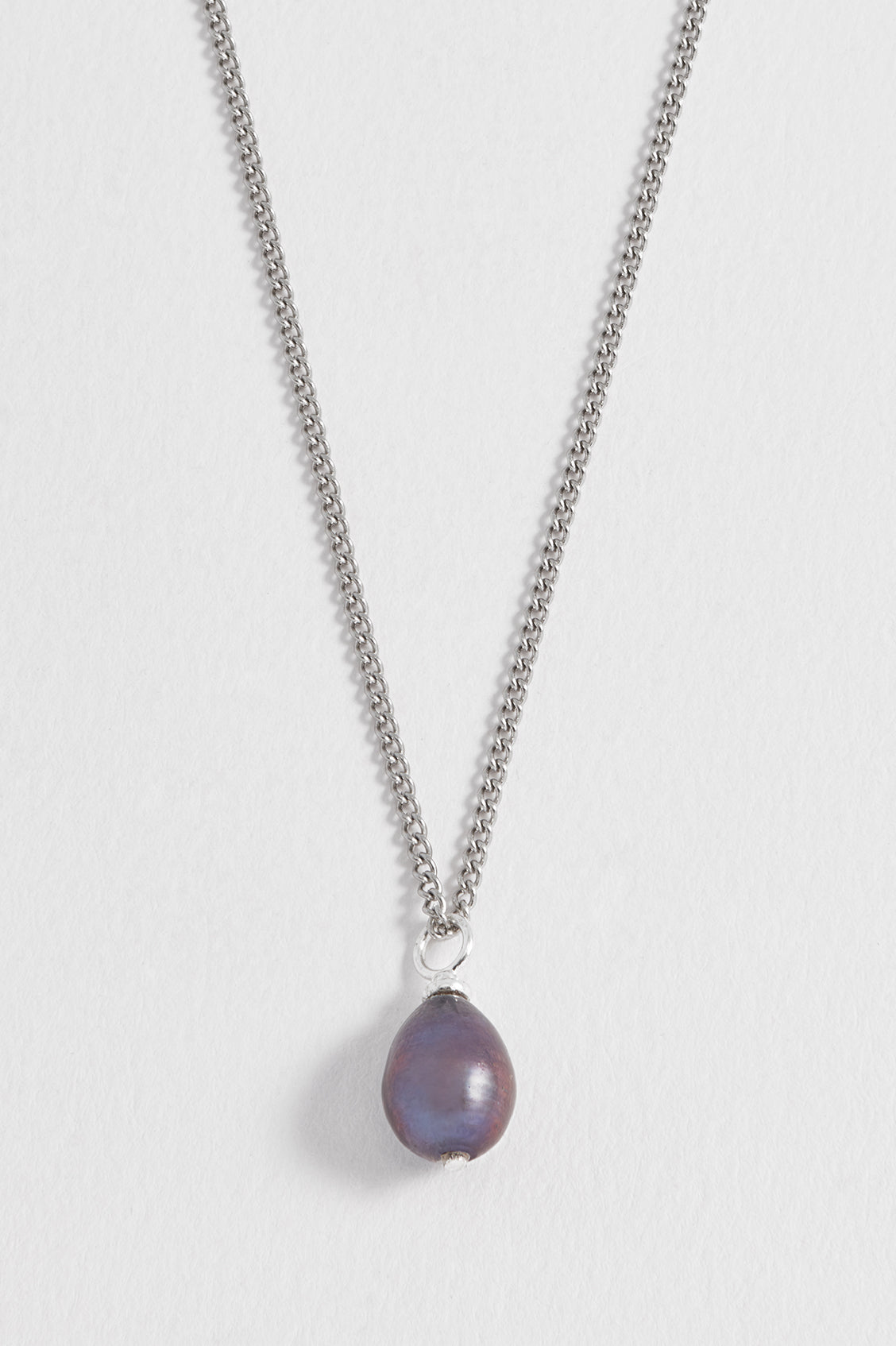 Men's Fine Curb Chain and Blue Pearl Necklace