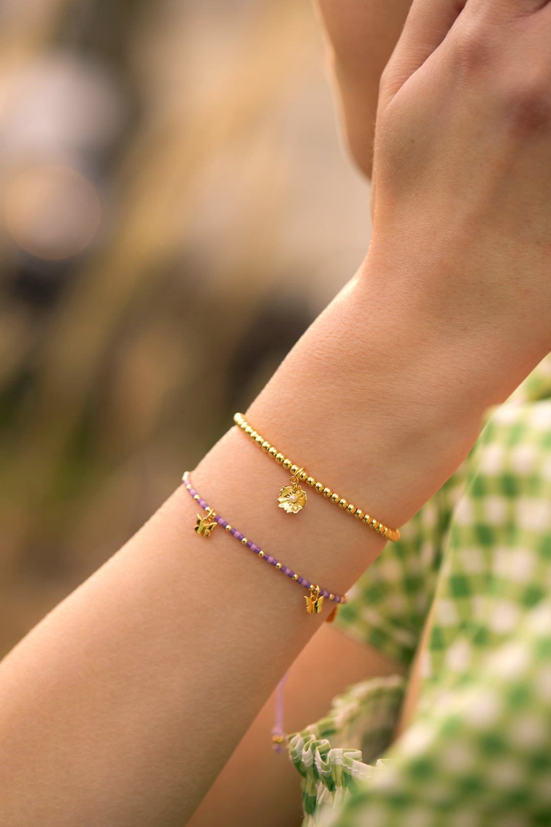 Beaded Butterfly Charm Bracelet