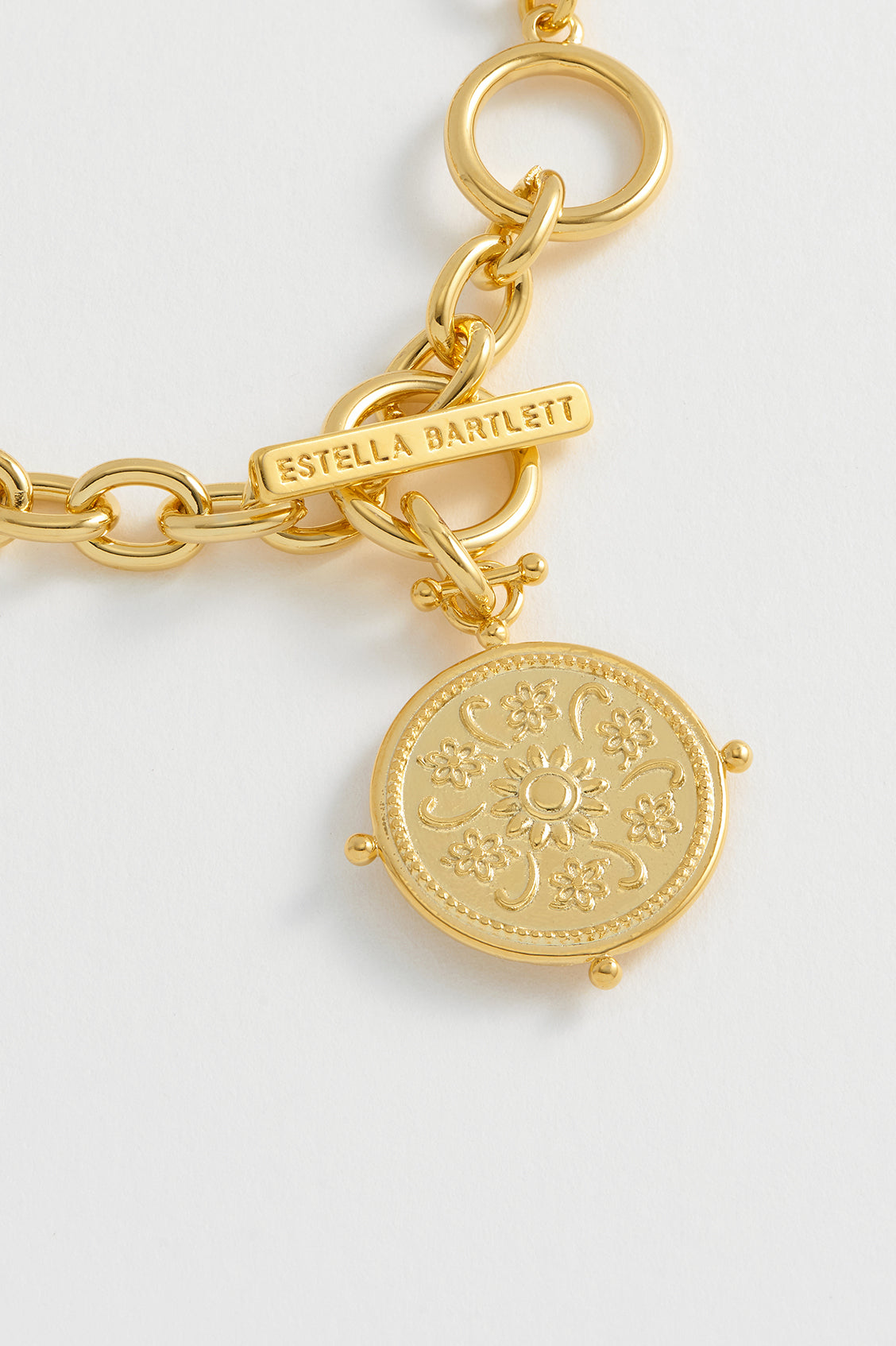 Floral Coin Charm Bracelet