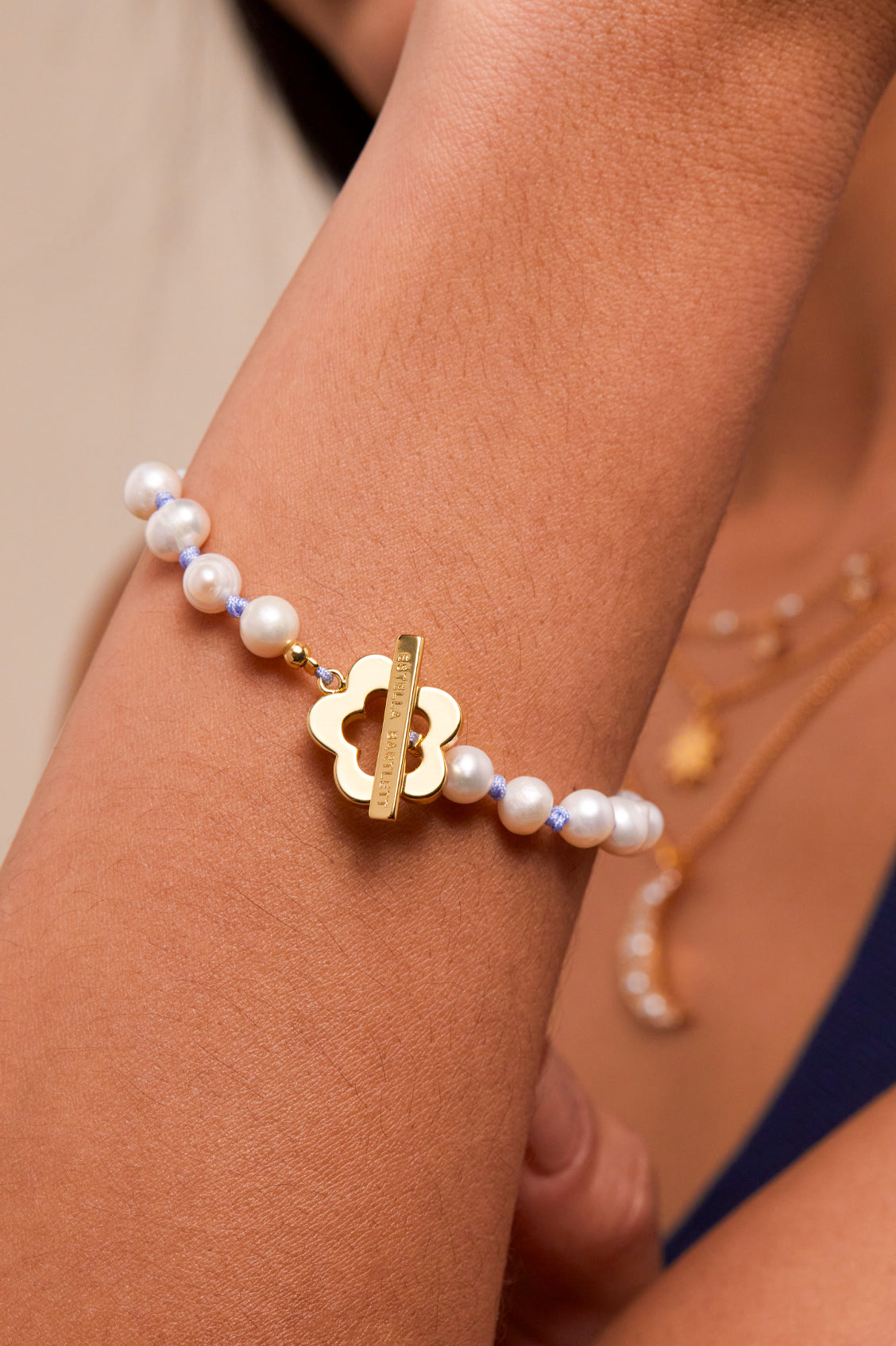 Pearl Flower T-Bar Bracelet