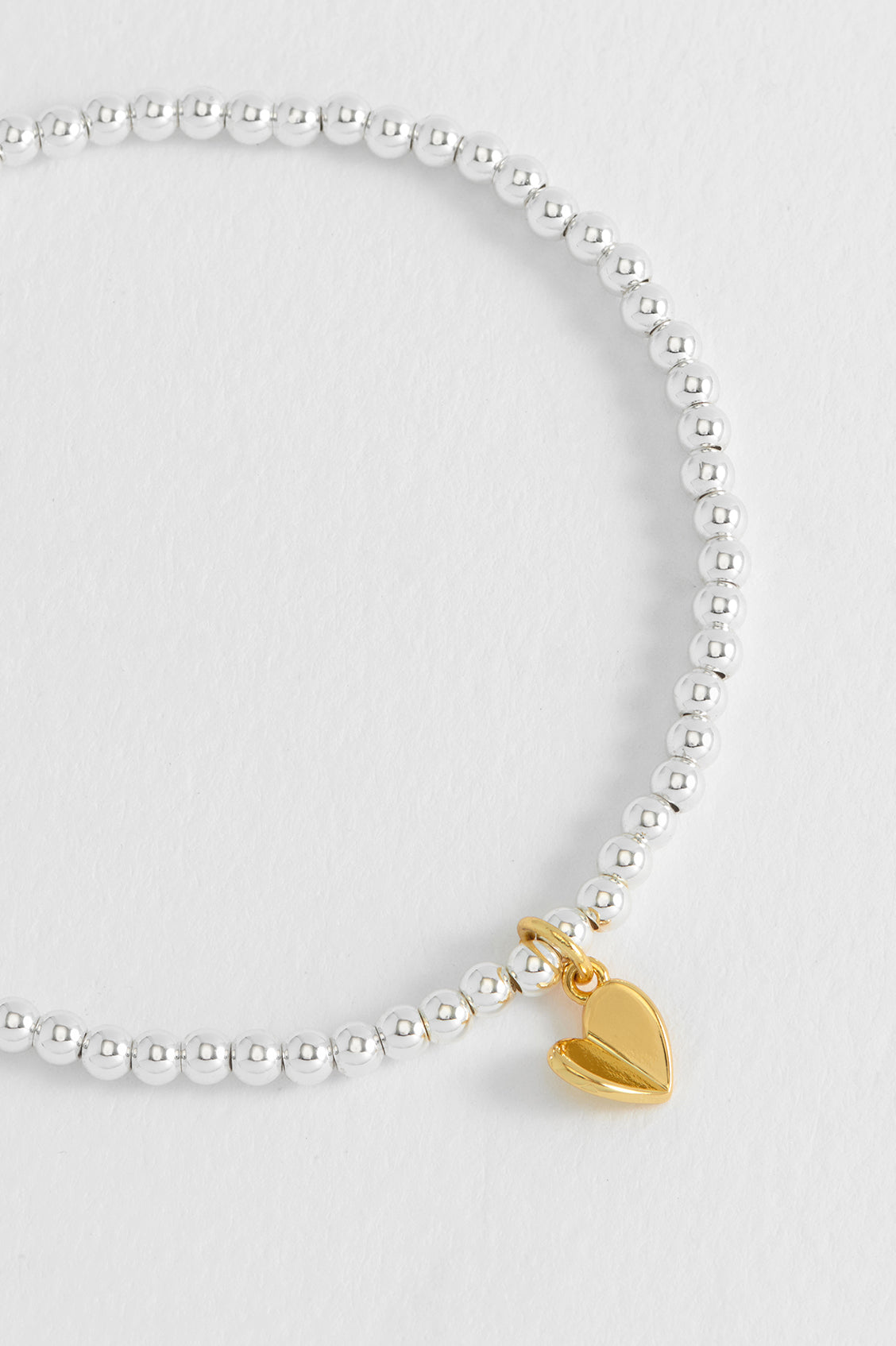 Sienna Beaded Folded Heart Charm Bracelet