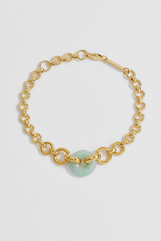Green Quartz Graduated Link T-Bar Bracelet