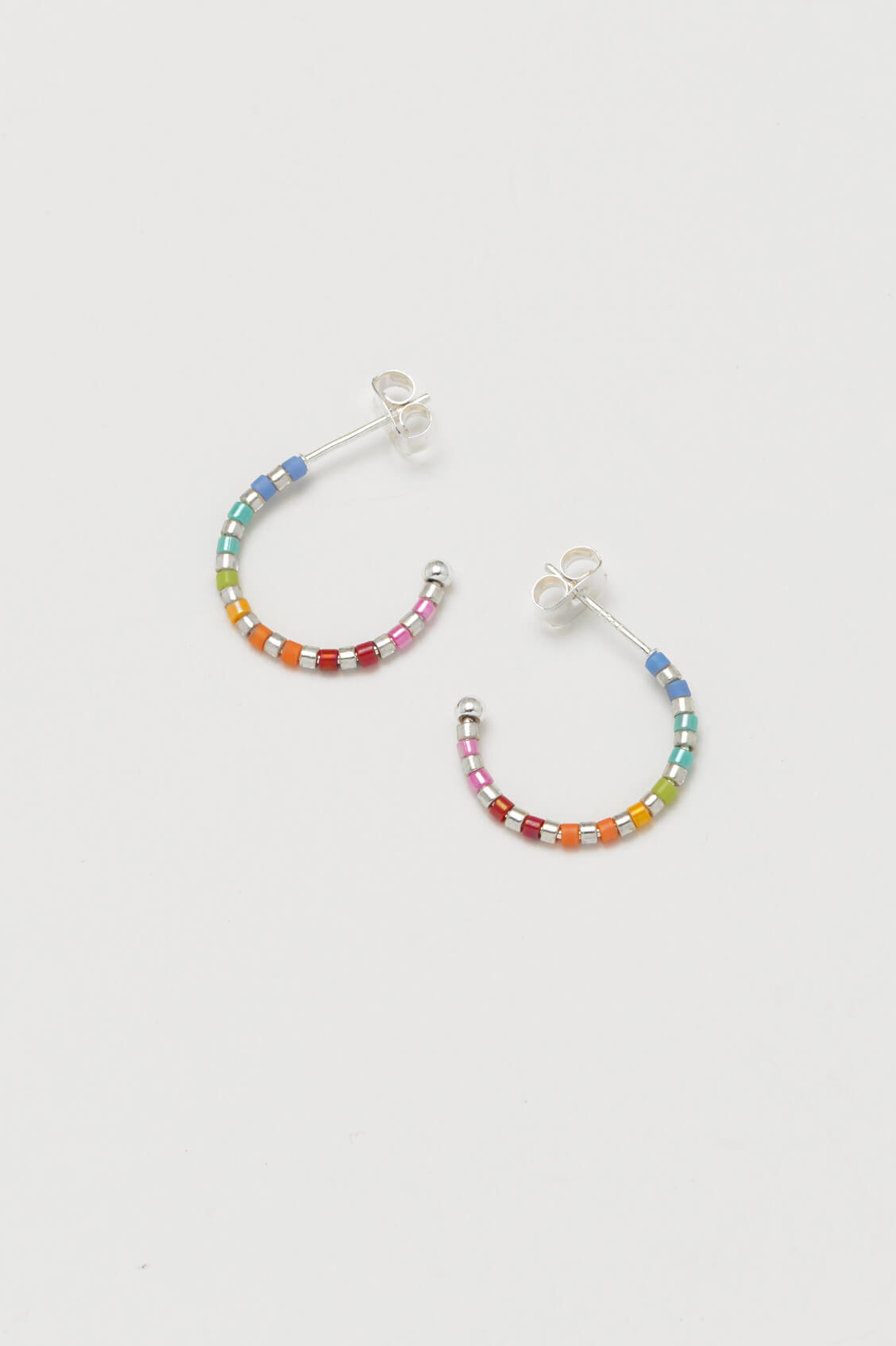 Rainbow Beaded Hoop Earrings