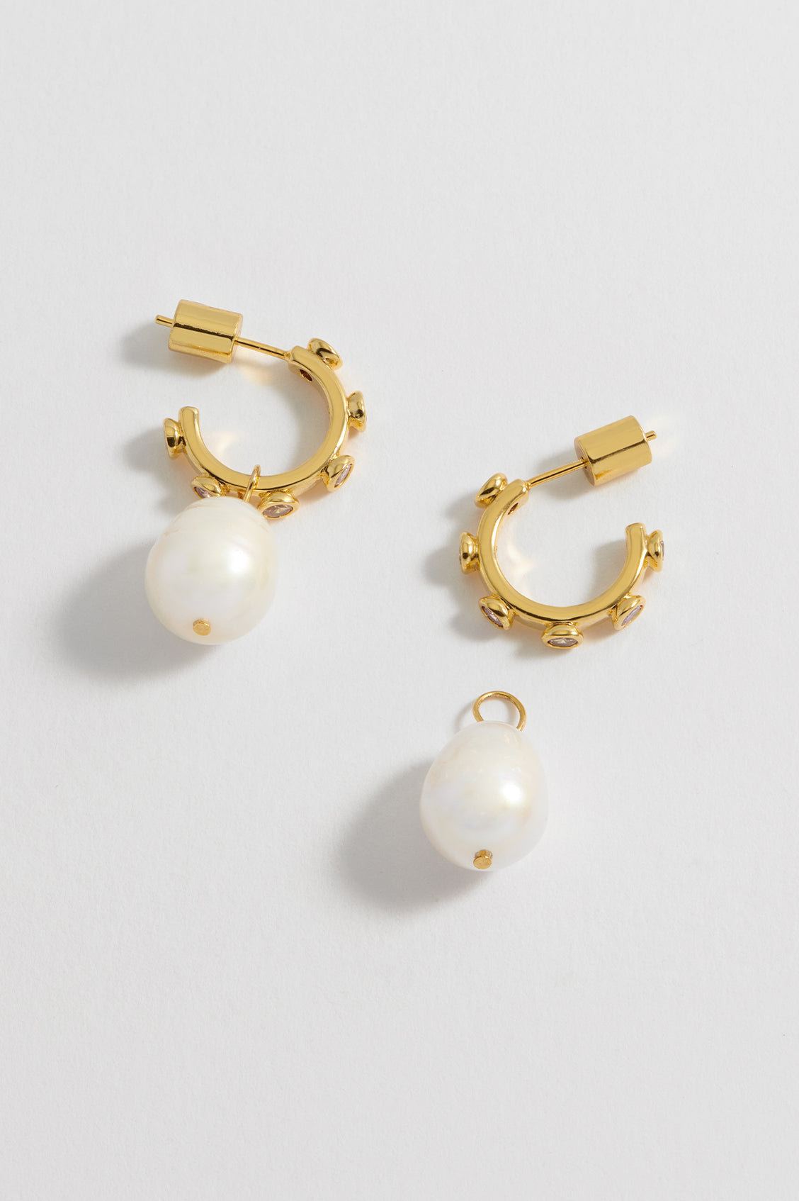 CZ Pearl Drop Hoops