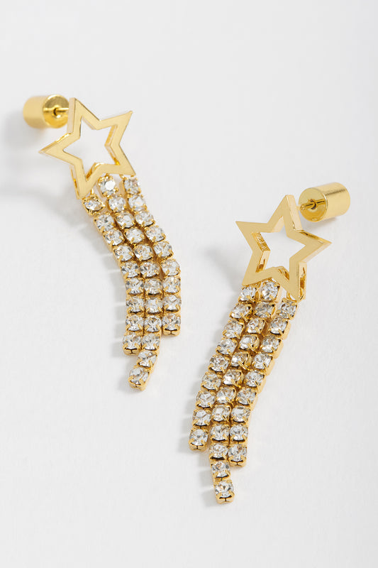 Star Tennis Chain Drop Stud Earrings