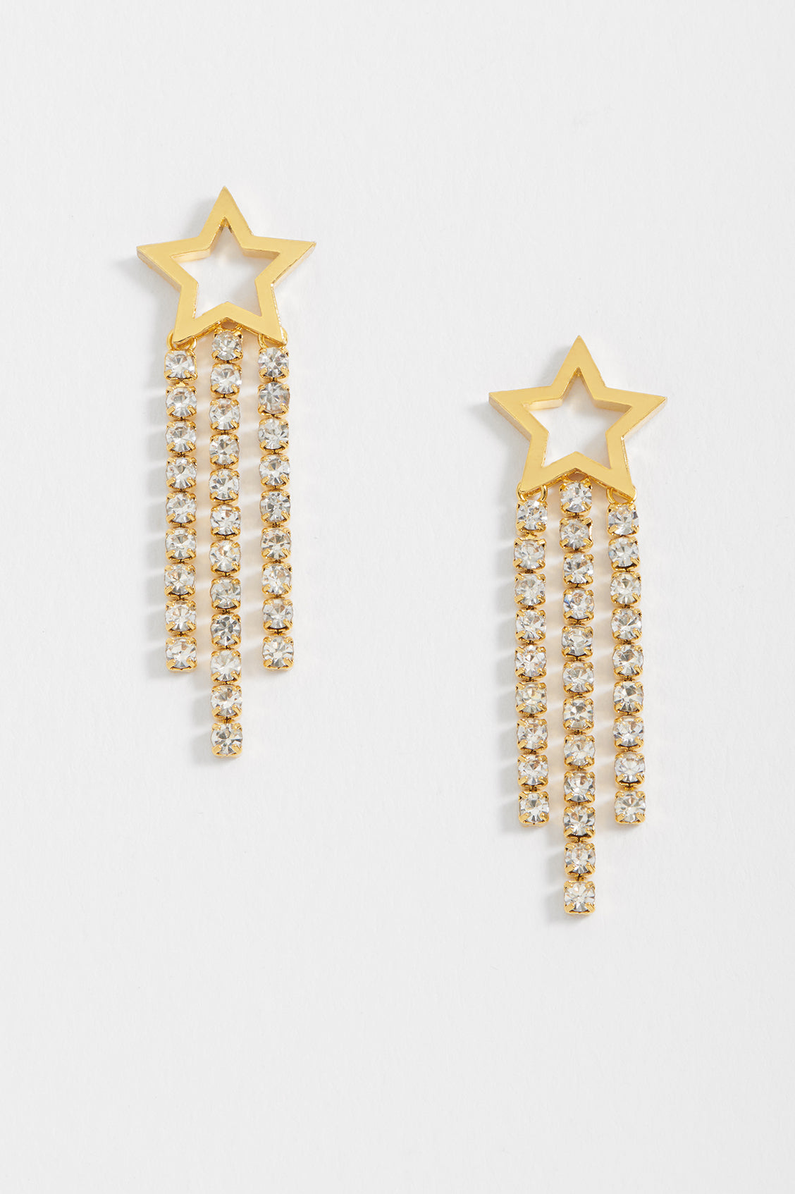 Star Tennis Chain Drop Stud Earrings