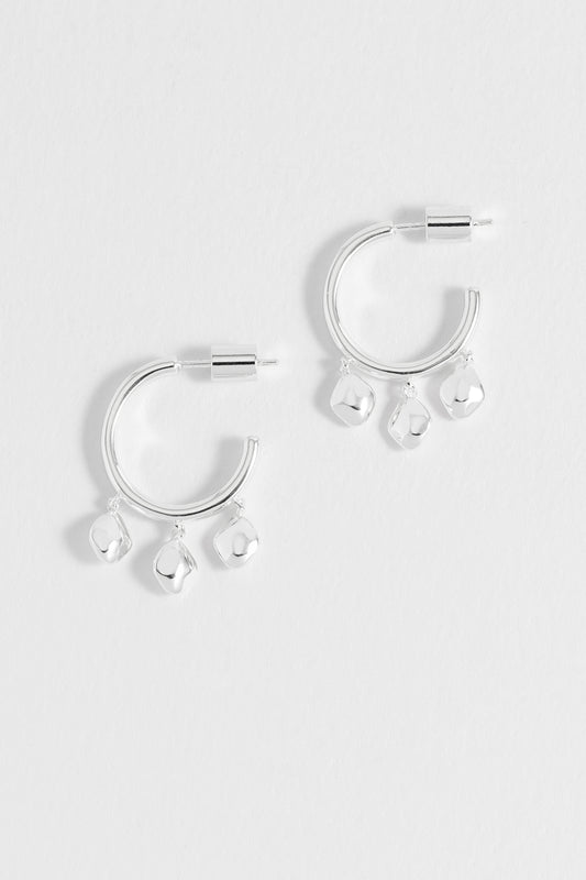 Triple Pebble Hoop Earrings