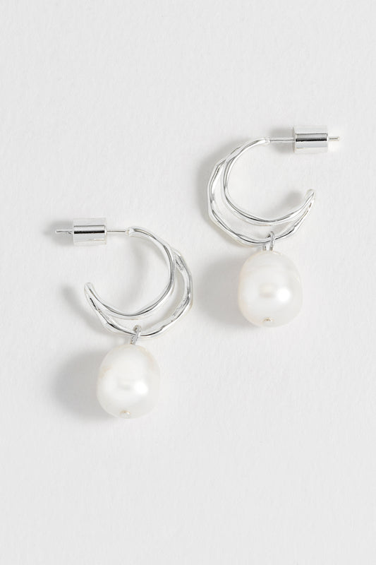 Molton Pearl Double Hoop Earrings