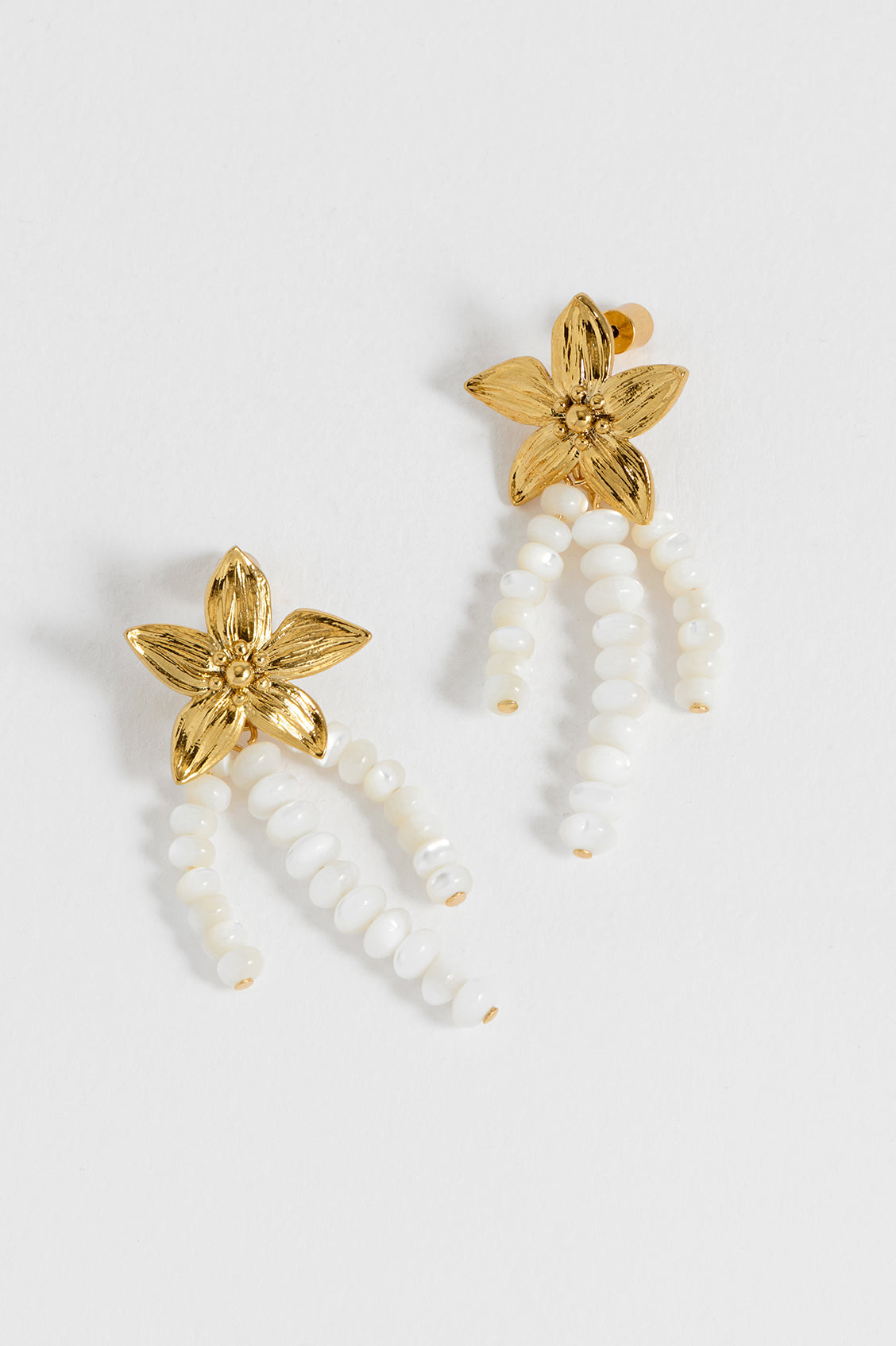 Flower Pearl Drop Earrings