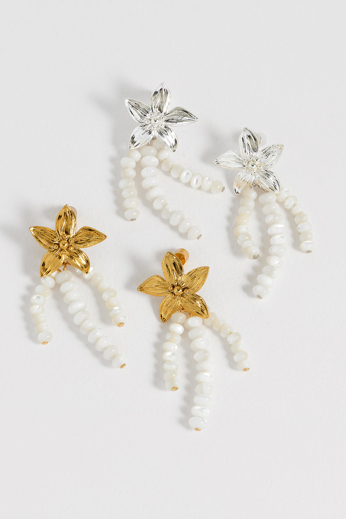 Flower Pearl Drop Earrings