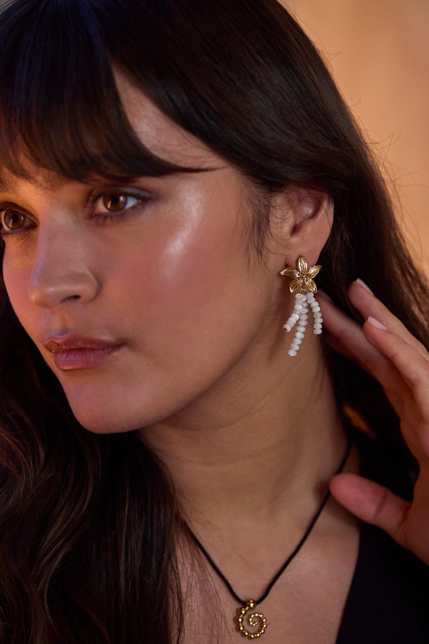 Flower Pearl Drop Earrings