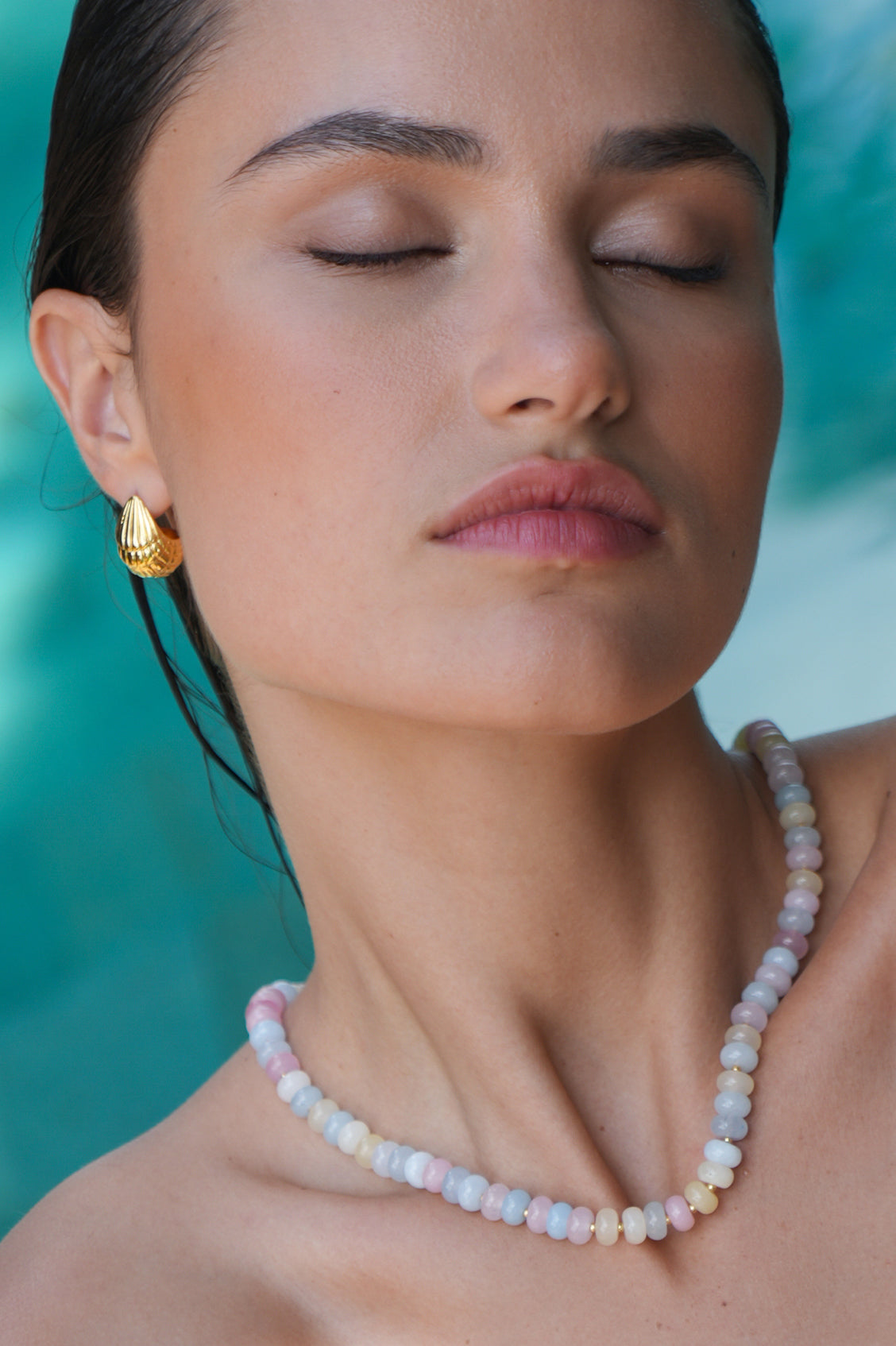Pastel Multi Gemstone T-Bar Necklace