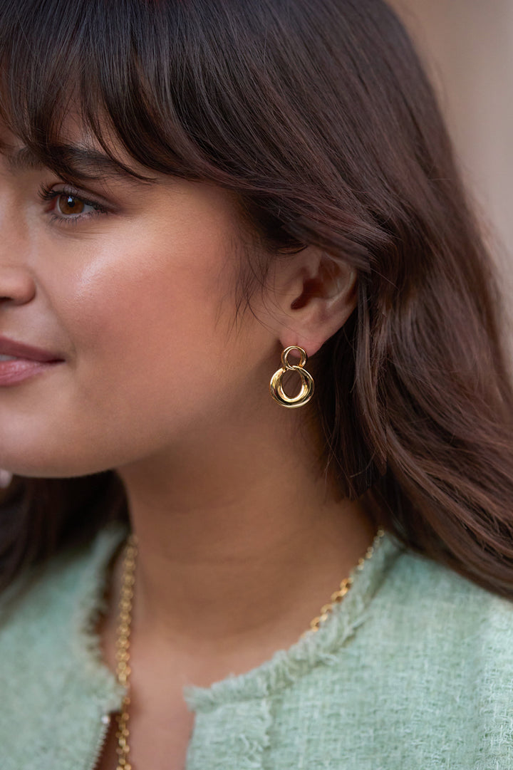 Double Round Link Earrings
