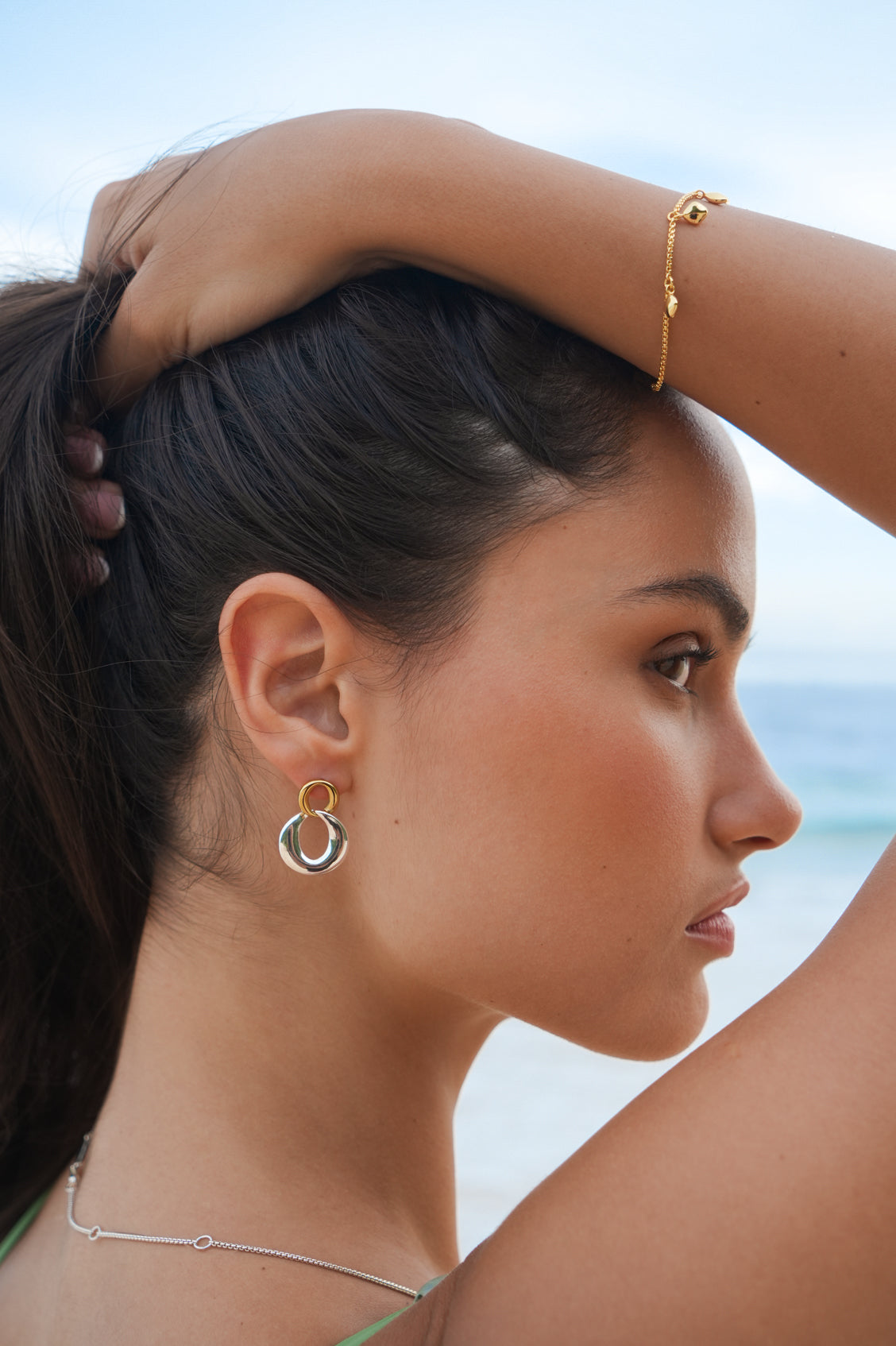 Gold And Silver Link Hoops