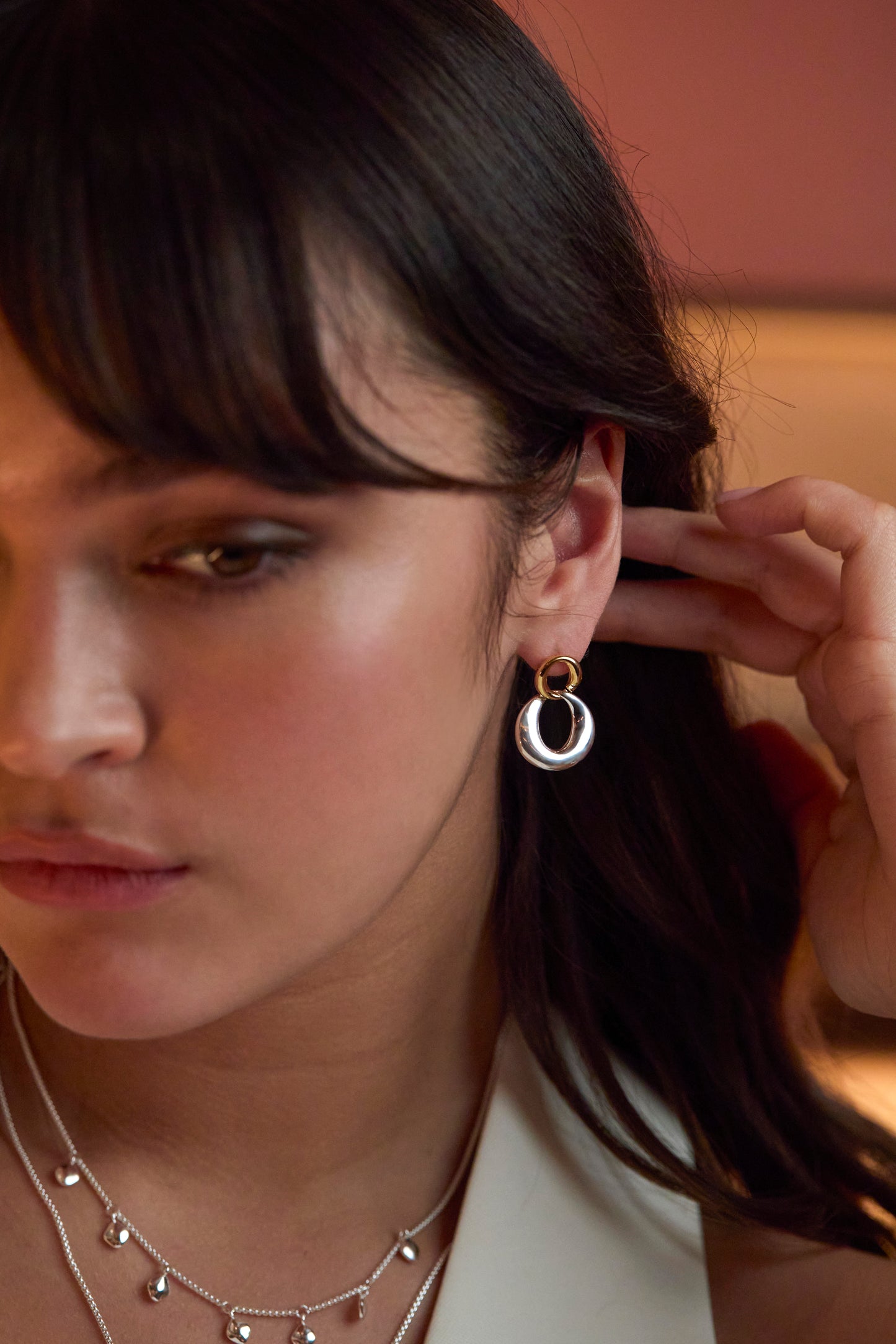 Gold And Silver Link Hoops