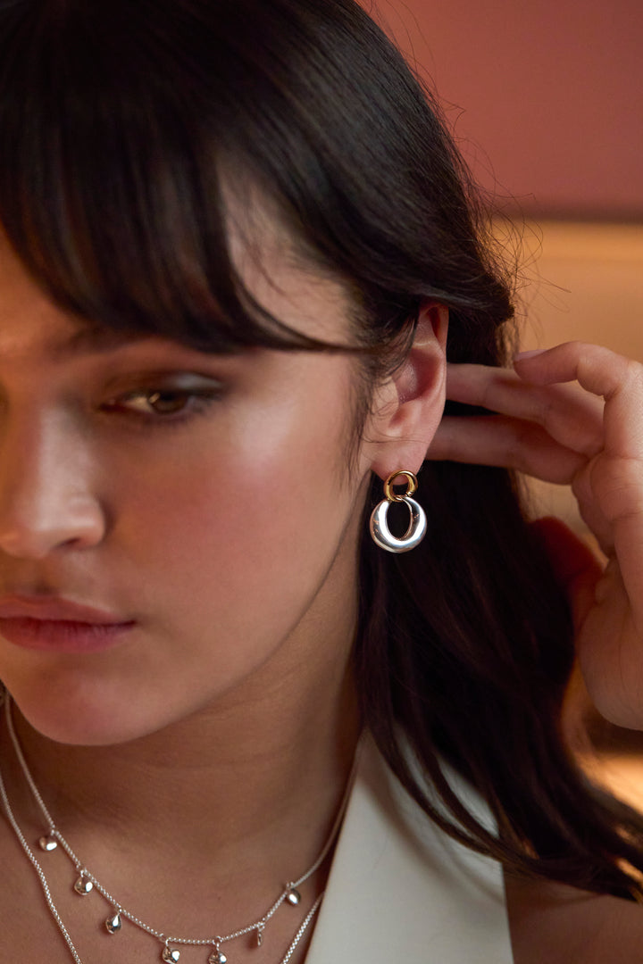 Gold And Silver Link Hoops