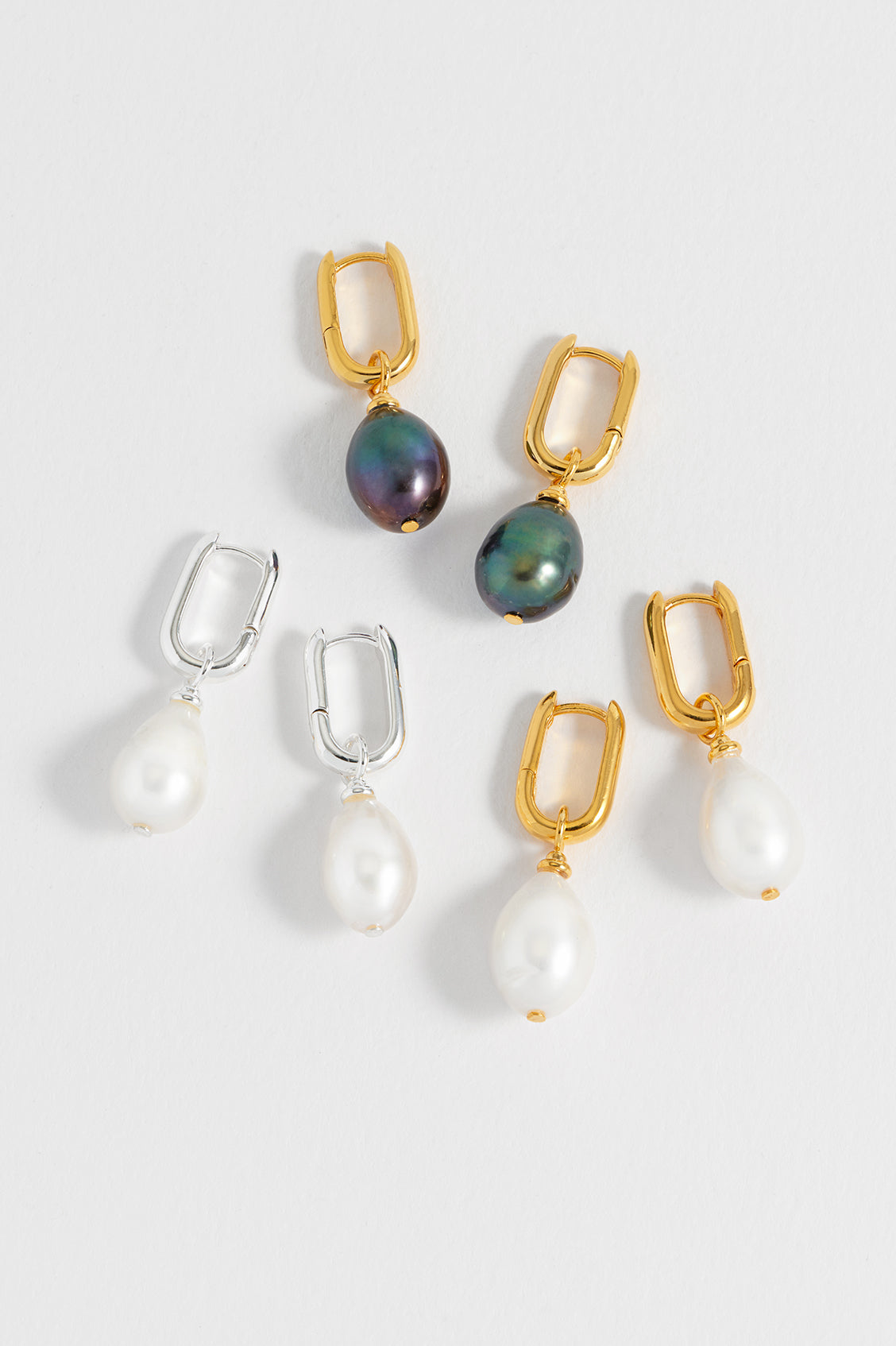 Pearl Drop Link Earrings