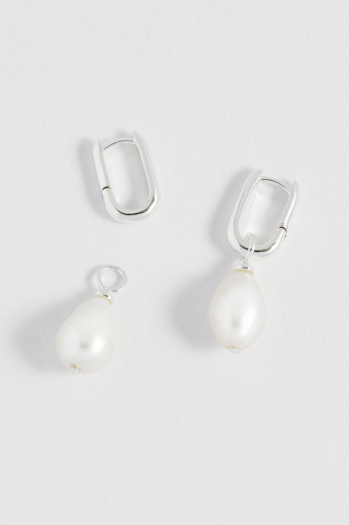 Pearl Drop Link Earrings
