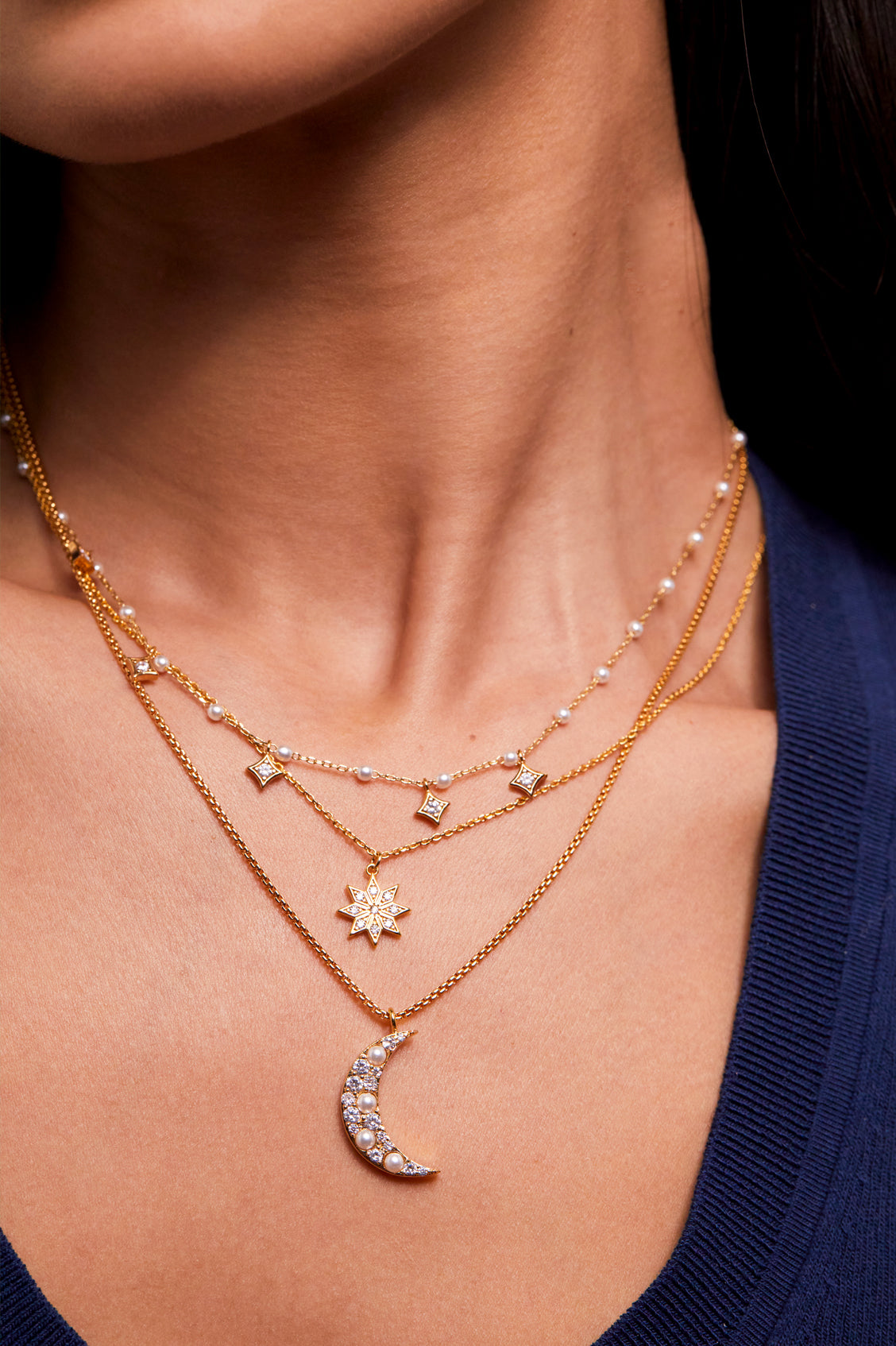 Pearl Star Double Chain Necklace