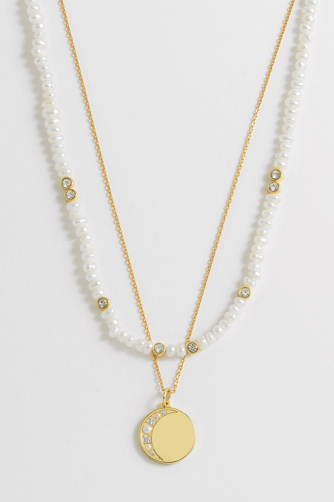 Double Chain Moon Necklace