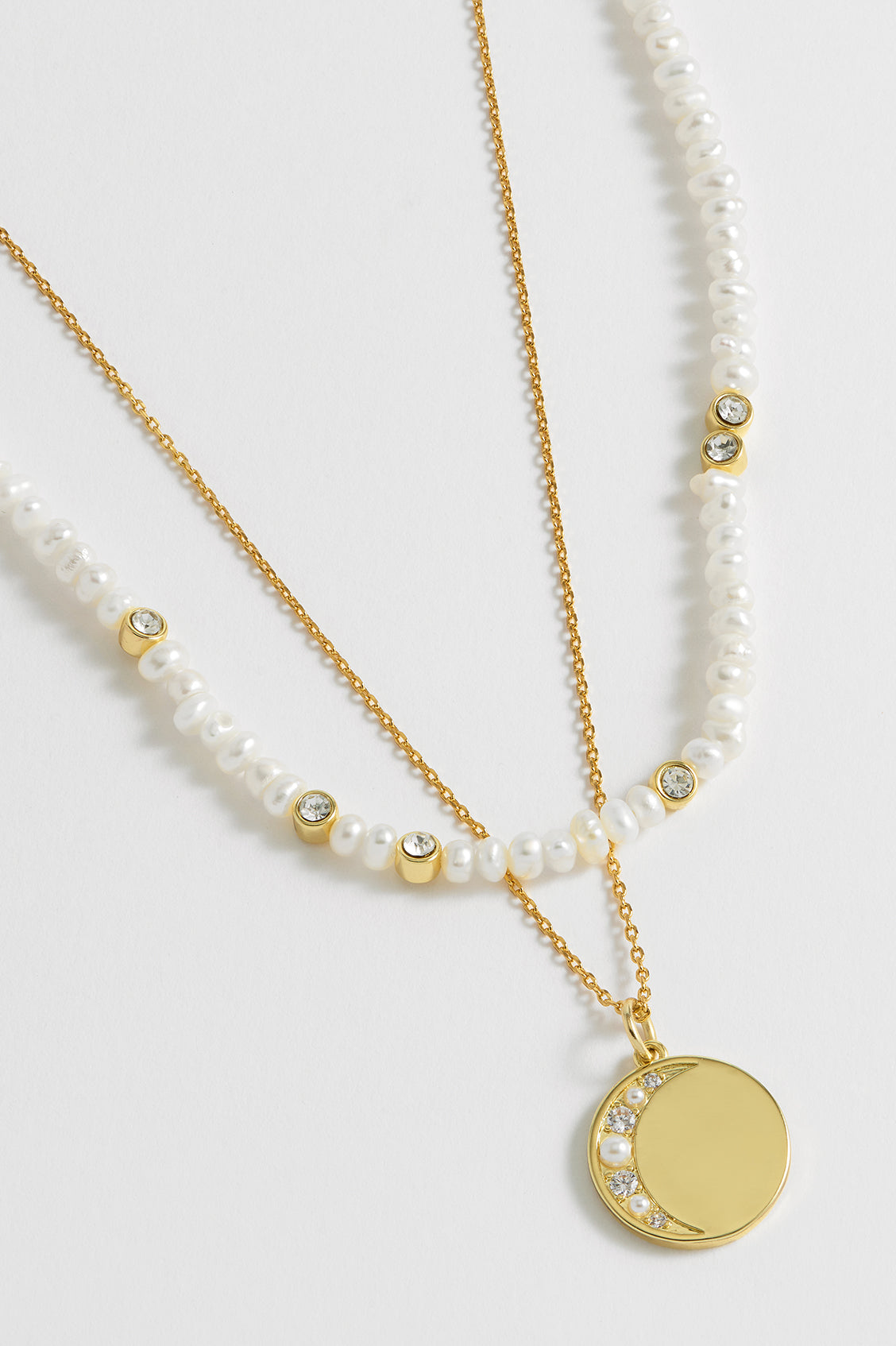 Double Chain Moon Necklace