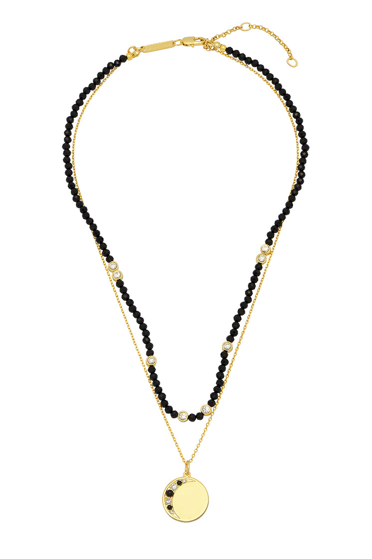 Double Chain Moon Necklace