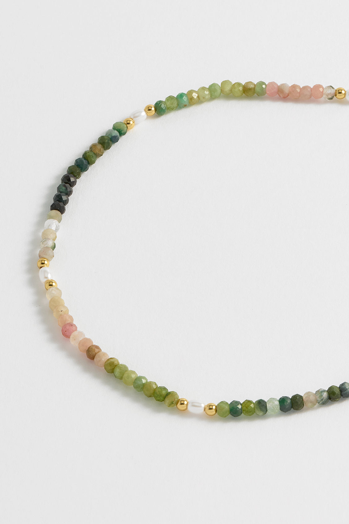 Gemstone Pearl T-Bar Beaded Necklace