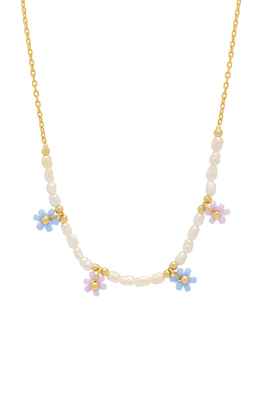Freshwater Pearl and Miyuki Flower Necklace