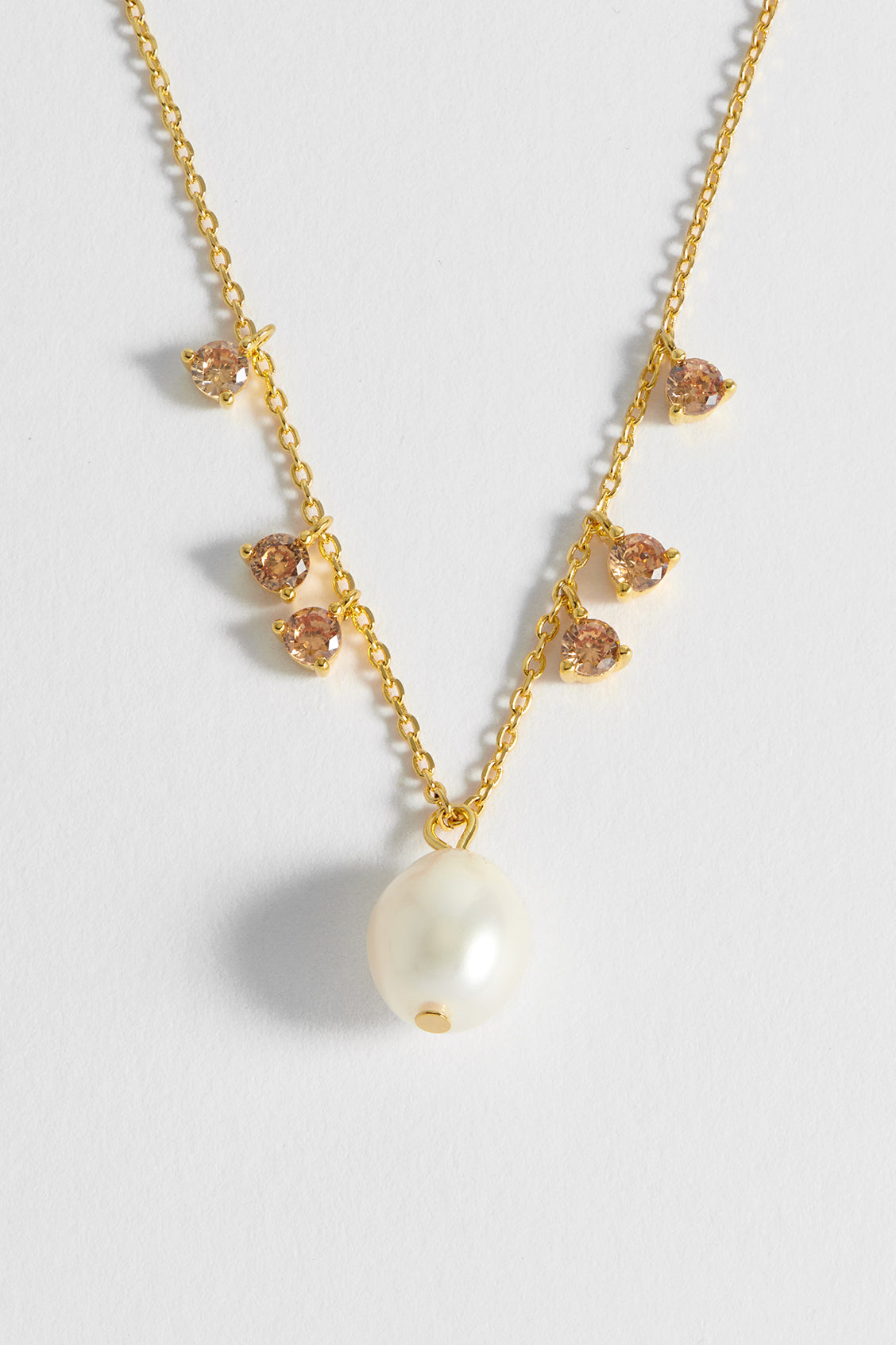 Pearl CZ Pendant Necklace