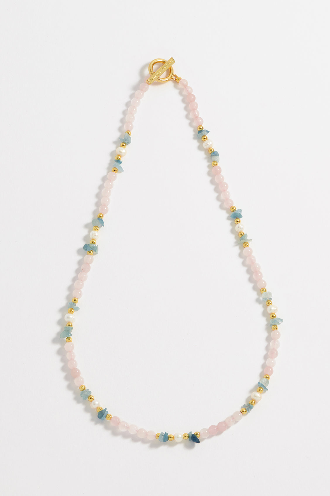 Gemstone Pearl T-Bar Necklace