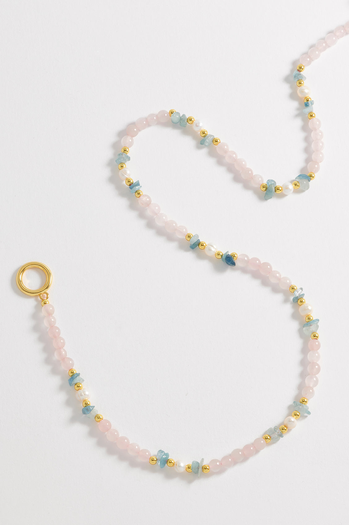 Gemstone Pearl T-Bar Necklace