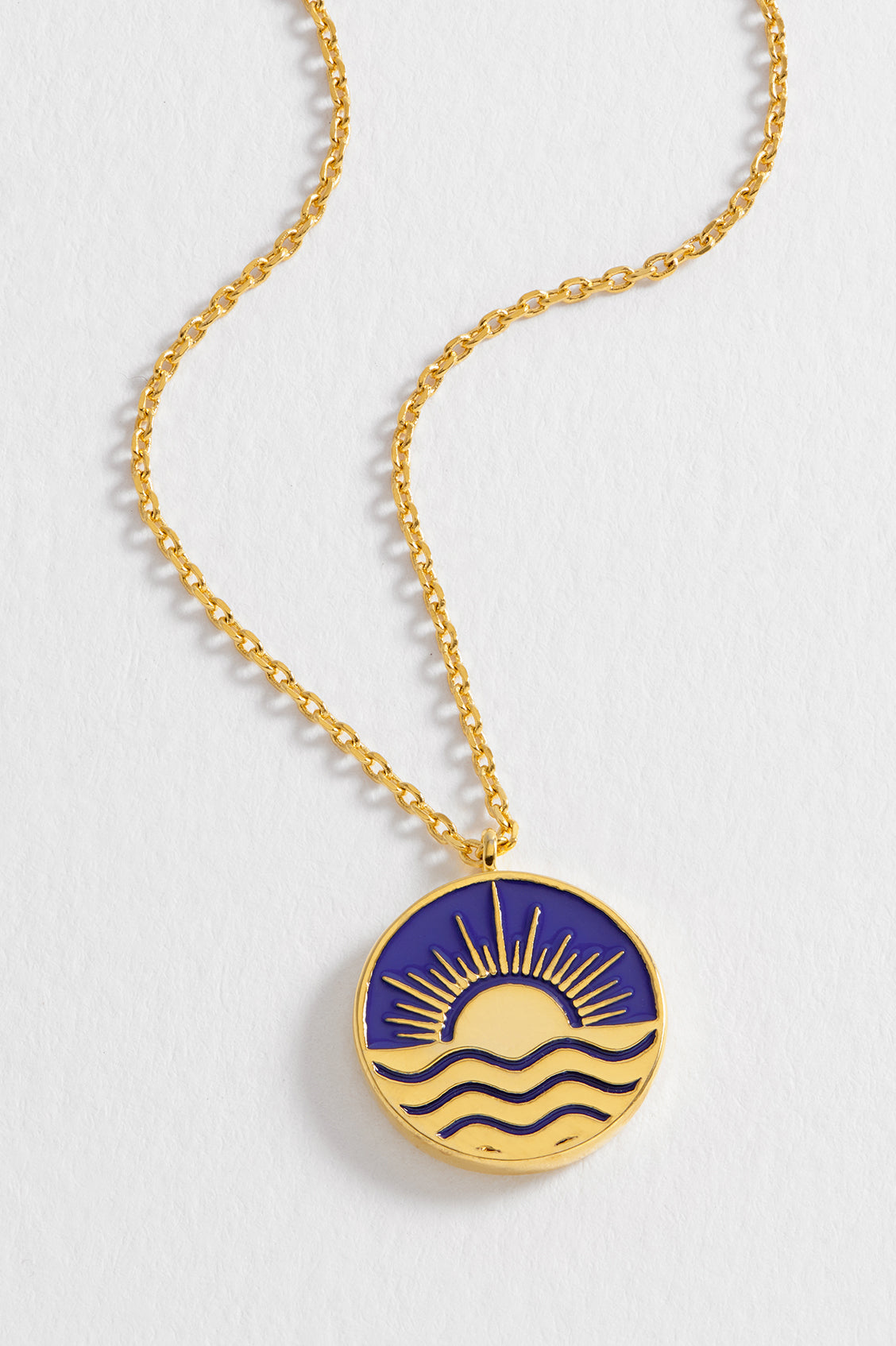 Enamel Sun Pendant Necklace