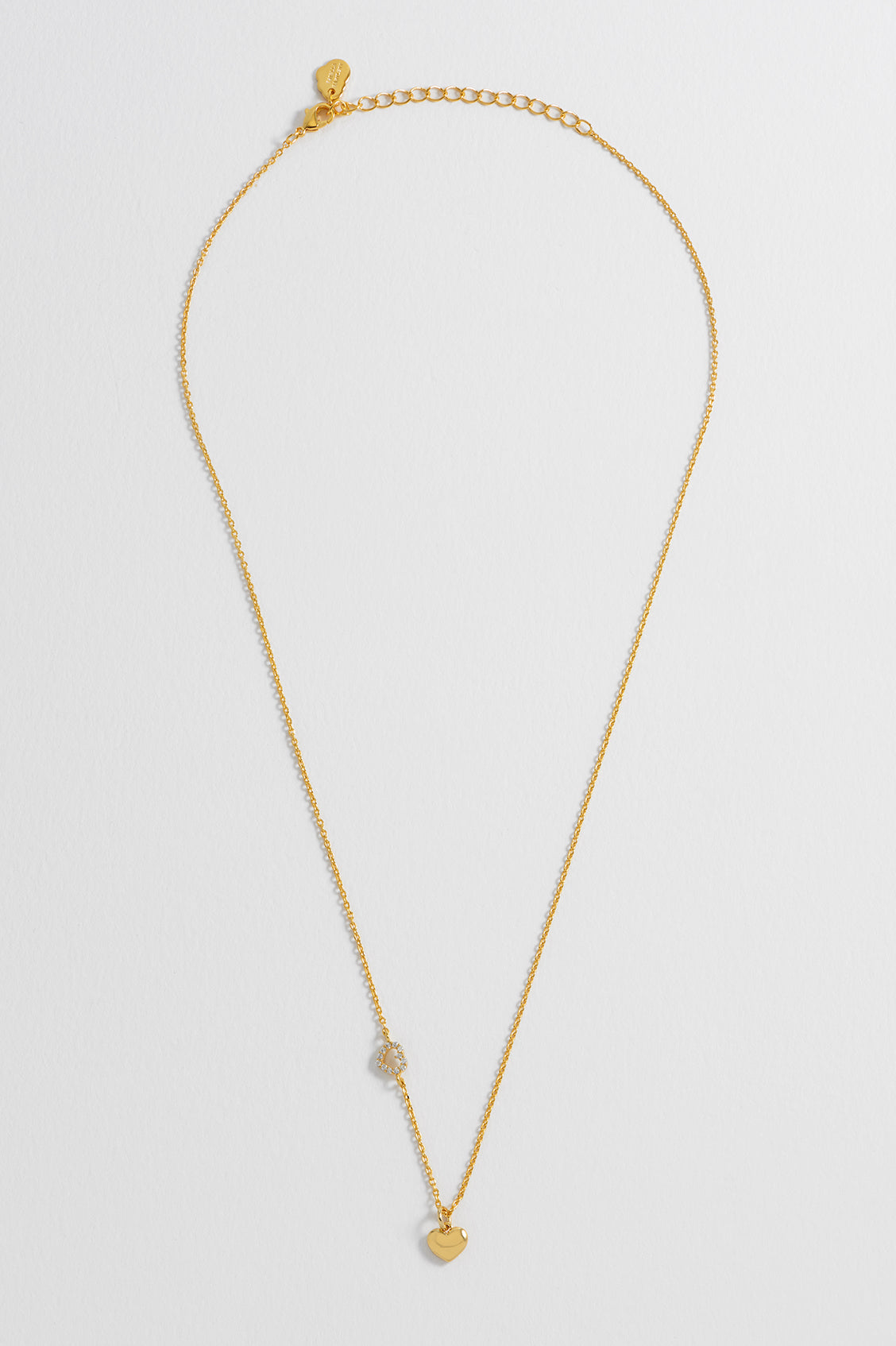 Heart Charm With Open Cz Heart Necklace