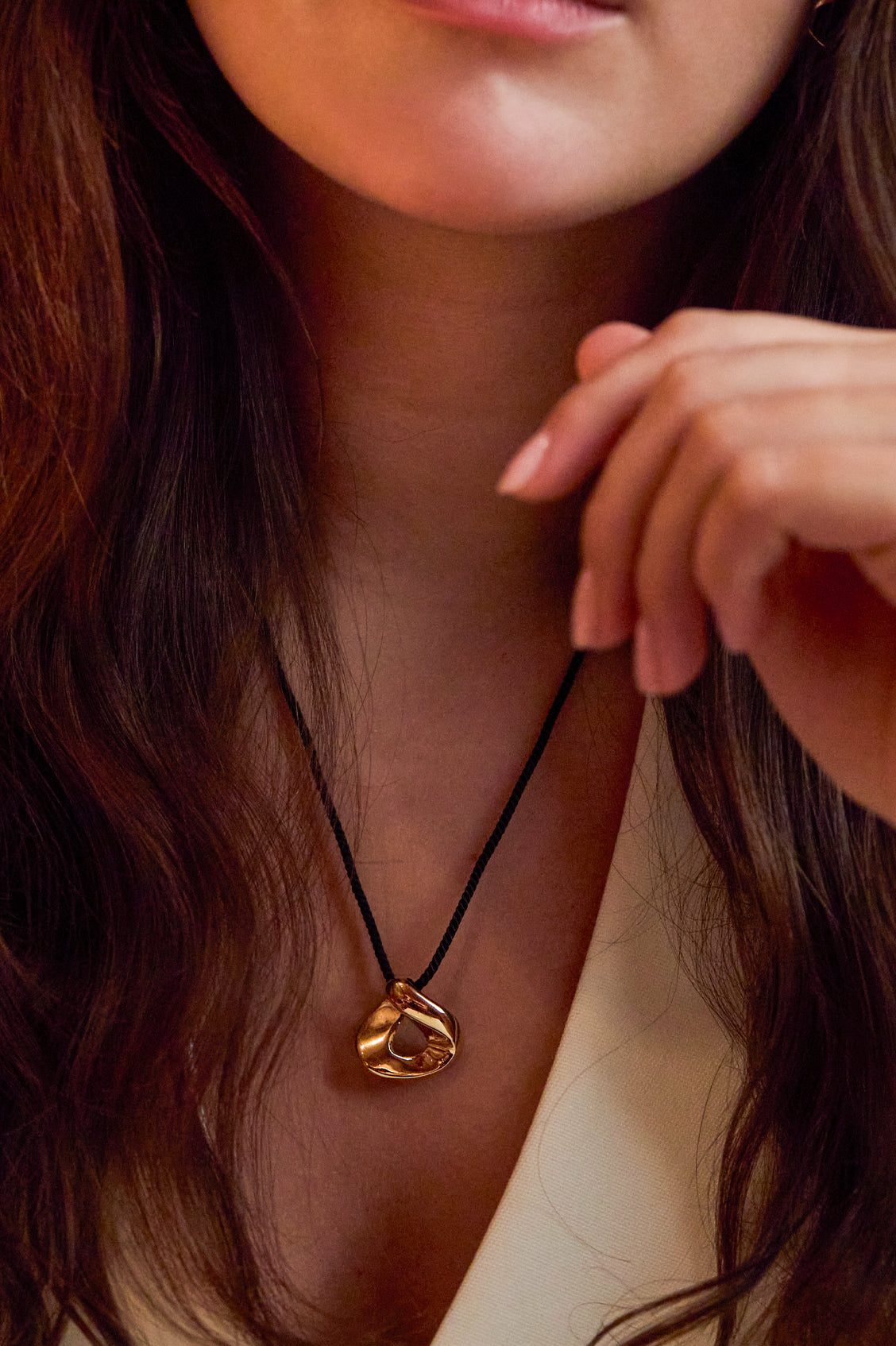Sculptural Twist Pendant Cord Necklace