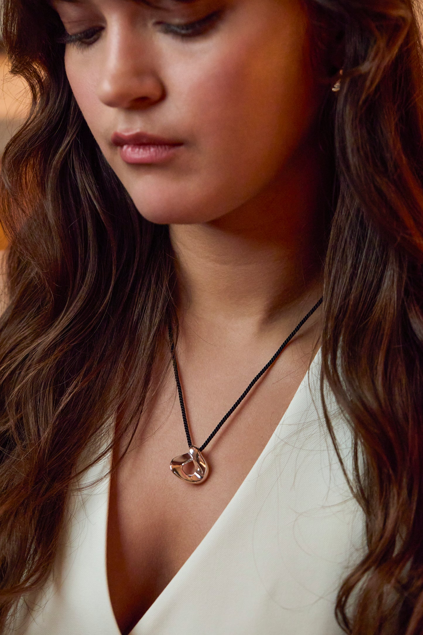 Sculptural Twist Pendant Cord Necklace