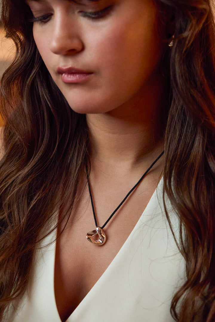 Sculptural Twist Pendant Cord Necklace