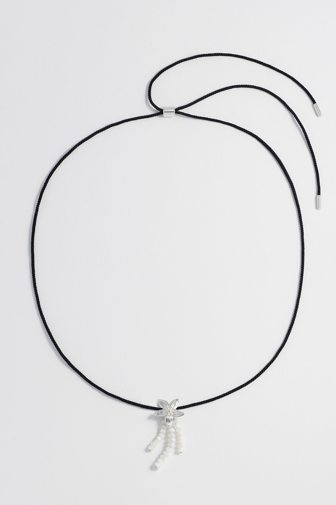 Pearl And Flower Cord Necklace